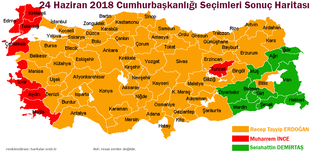 24 haziran 2018 cumhurba�kanl��� se�imi sonu� haritas�