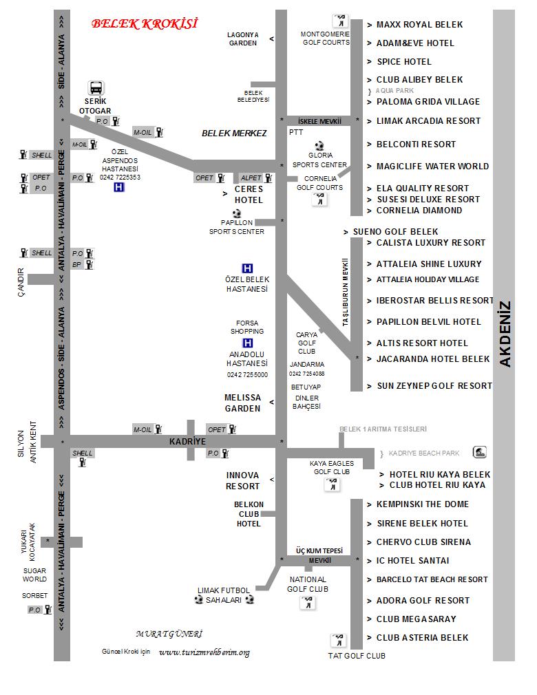  Antalya Belek Hoteller Haritas� / www.turizmrehberim.org