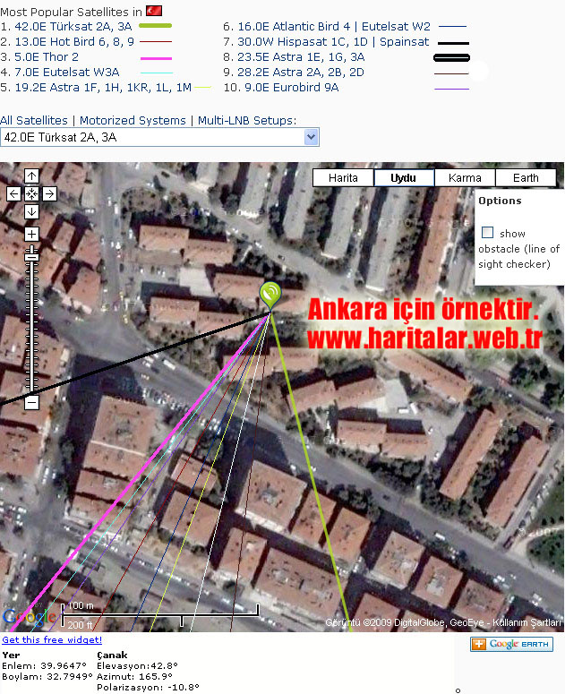 aplikasyon ile kolay uydu bulma y�ntemi