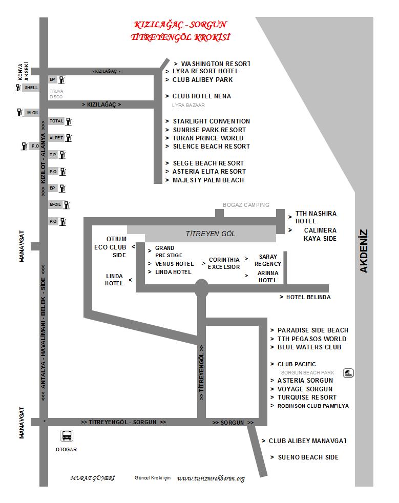  Antalya K�z�la�a� / Sorgun / Titreyeng�l Oteller Haritas� / www.turizmrehberim.org 