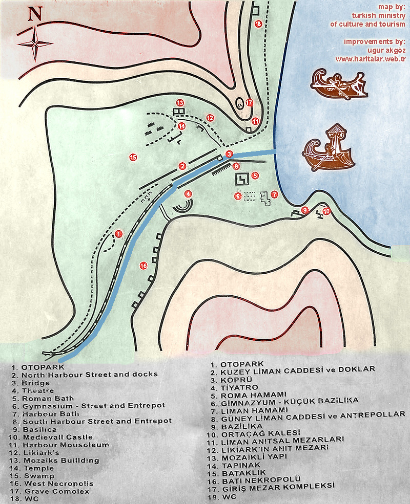 
Olympos haritasi 
K�lt�r ve Turizm Bakanligi'na ait tabela

map of the antique Olympos
by the Ministry of Culture and Tourism 

colored and improvements by
renklendirme ve iyilestirmeler:
Ugur Akg�z / www.haritalar.web.tr 
 